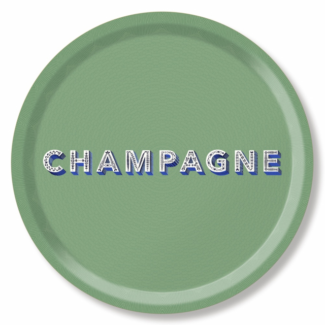 Champagne bricka Ø 39 cm - sage green