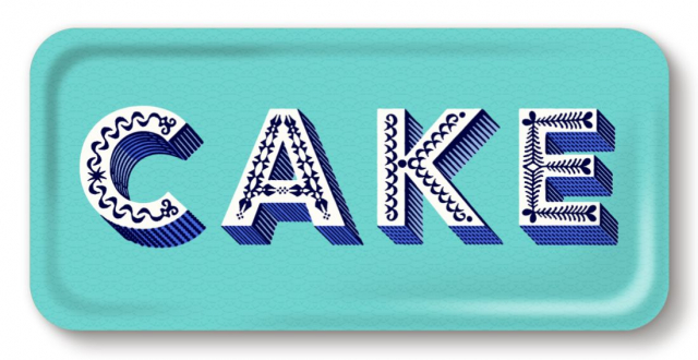 Cake bricka 32x15 cm - aqua