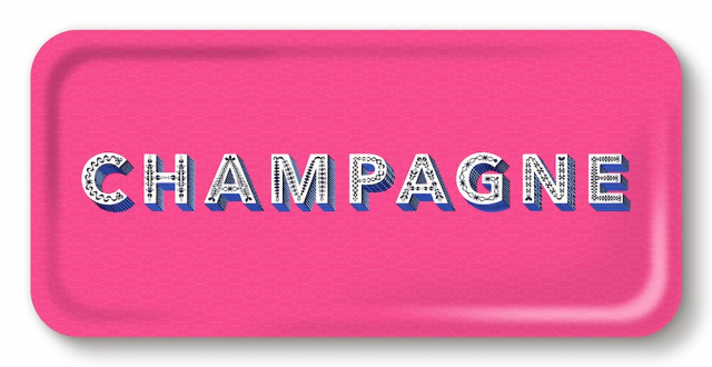 Champagne bricka 32x15 cm - bright pink