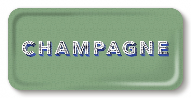 Champagne bricka 32x15 cm - sage green