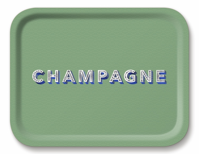 Champagne bricka 36x28 cm - sage green