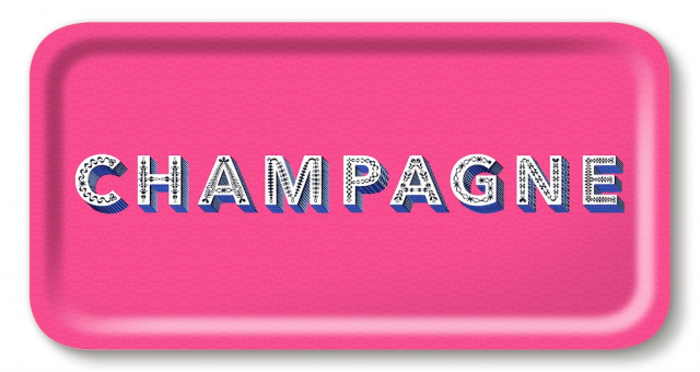 Champagne bricka 43x22 cm - bright pink