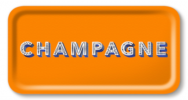 Champagne bricka 43x22 cm - satsuma orange