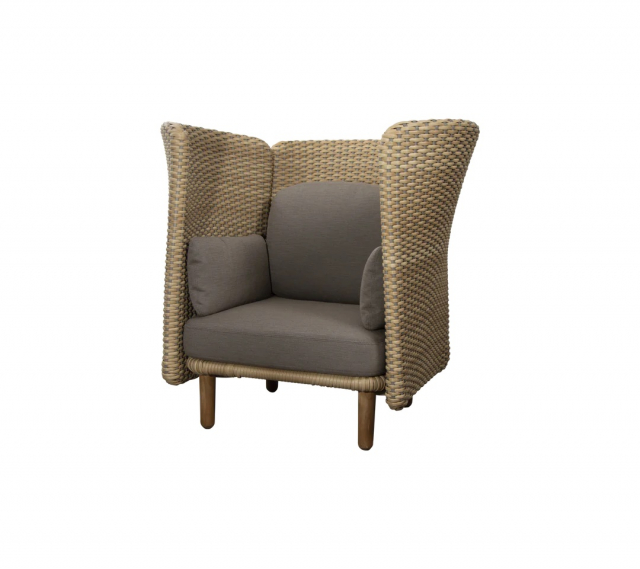 Arch lougefåtölj med hög arm/ryggstöd - natural/taupe dynor