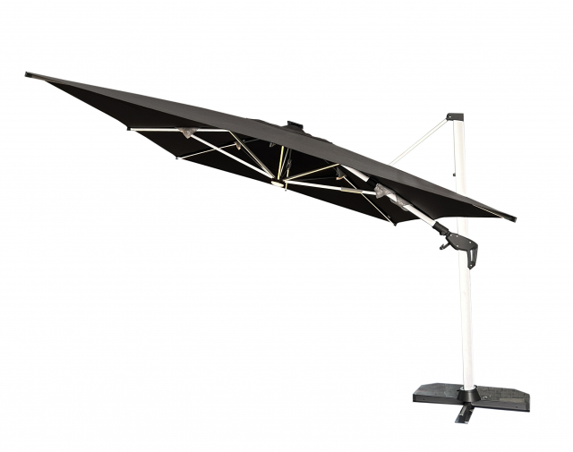 Robelina LED frihängande parasoll 3x4 m - silver/svart