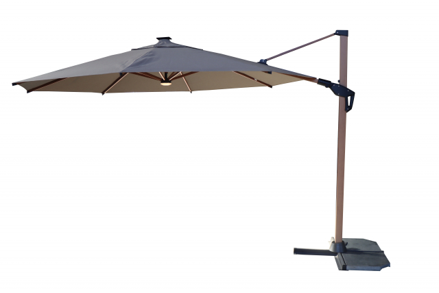 Vitalina LED frihängande parasoll wood-look Ø 3,5 cm - natur/sand