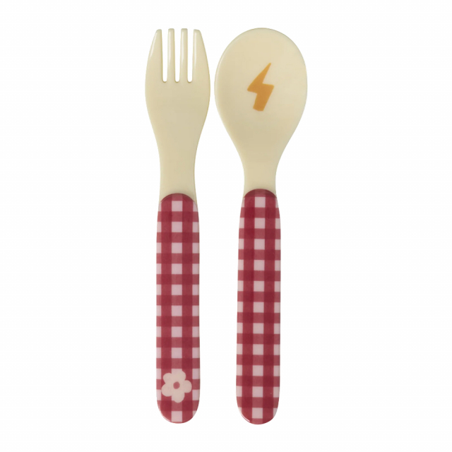 Hero print melamin bestick, barn - pink