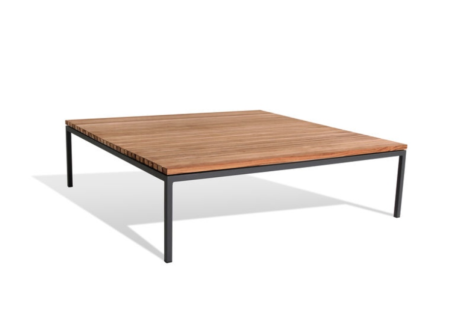 Bönan lounge bord, large - dark grey/teak skiva