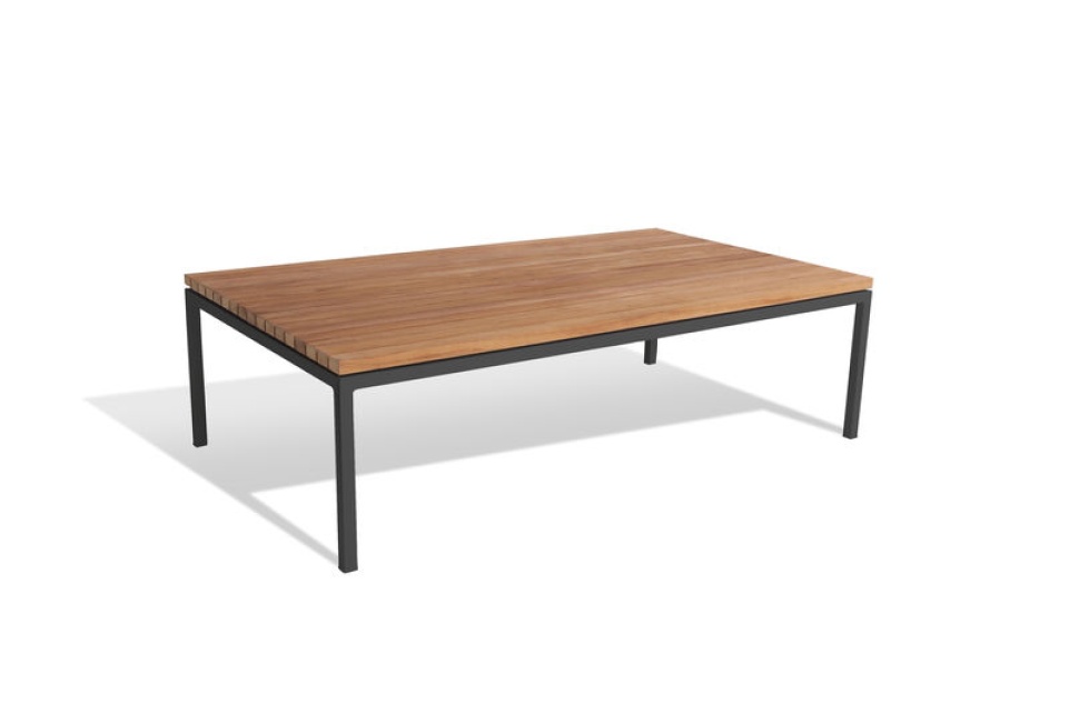 Bönan lounge bord, small - dark grey/teak skiva