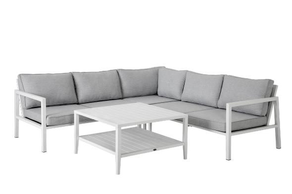 Belfort loungegrupp, bygg själv - vit/pearl grey dyna