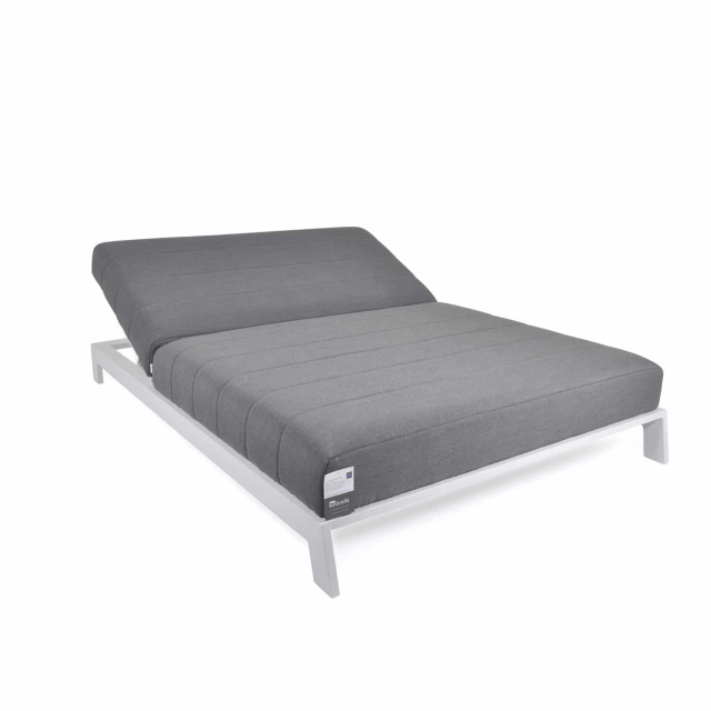 Bite solsäng, dubbel - vit/flanelle dyna
