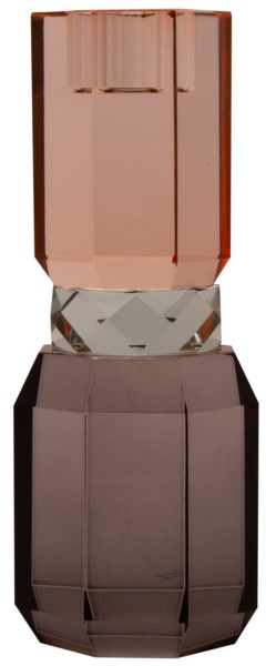 Crystal ljusstake H18,5 cm - grå/ljus mintgrön/persika