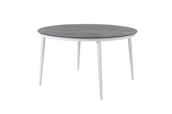 Callander matbord Ø 130 H73 cm - vit/mörk stenlook