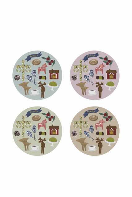 Like a swede glasunderlägg, 4-pack