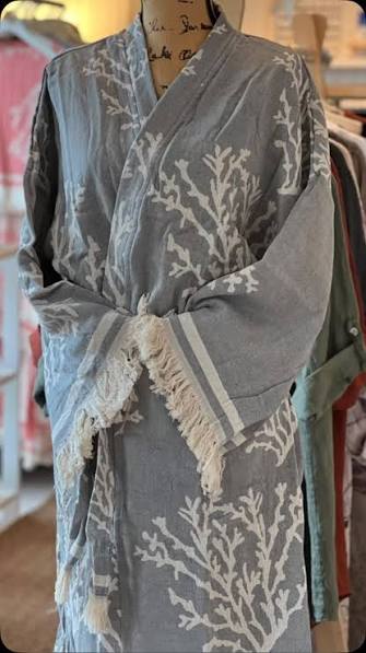Grey Reef kaftan, M/L - grå/vit