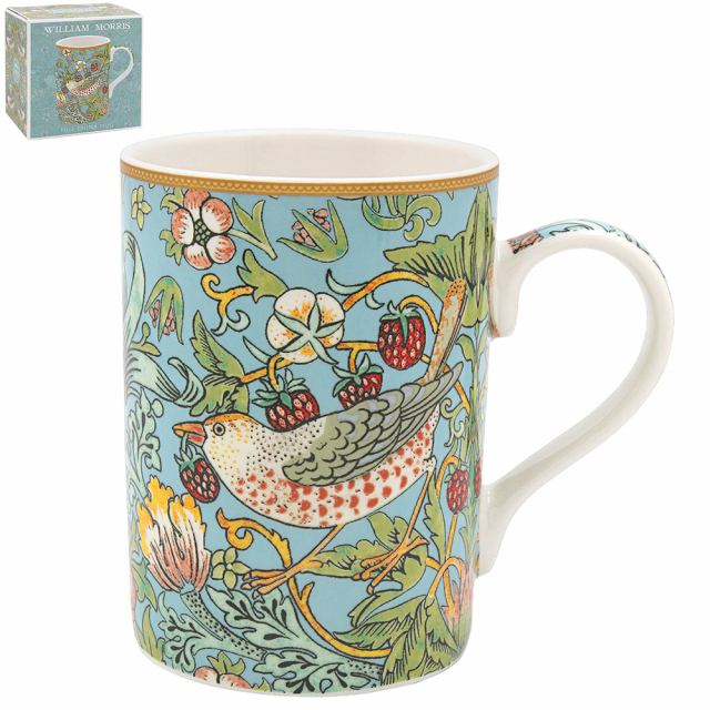 Teal Strawberry Thief mugg