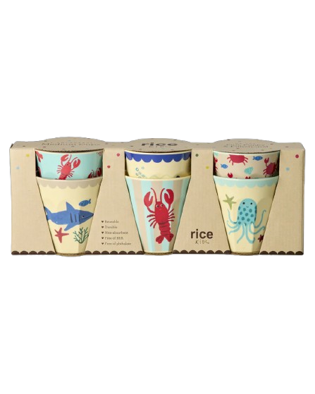 Ocean melamin muggar, small 6-pack - blue