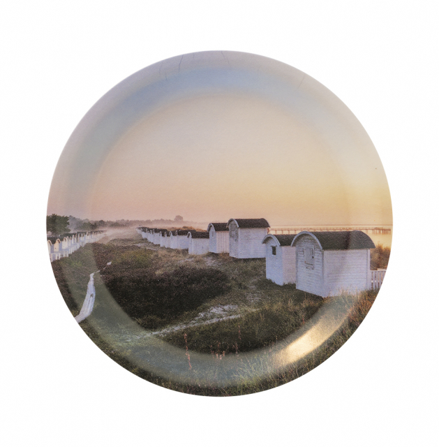 Ljungskogens strandbad soluppgång glasunderlägg Ø 11 cm, 4-pack