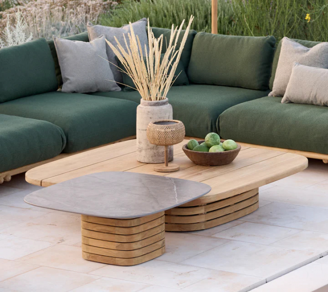 Mellow soffbord, small kvadratisk 90x90 cm - teak/flera bordsskivor