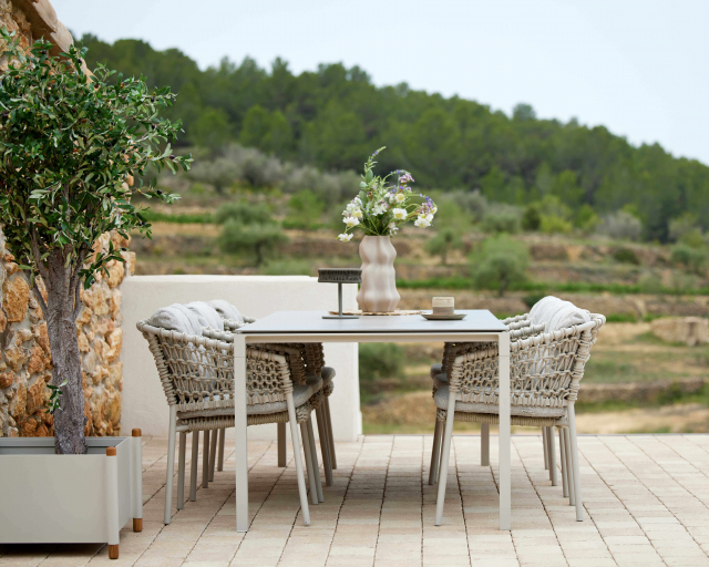 Pure matbord 280x100 H73 cm - sand/flera bordsskivor