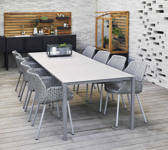 Pure matbord 280x100 H73 cm - light grey/flera bordsskivor