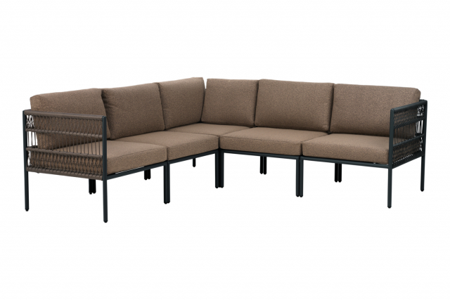 Reno hörnsoffa - svart/raw peanut dyna