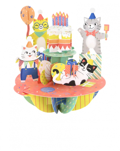 Birthday Cats piruett-kort
