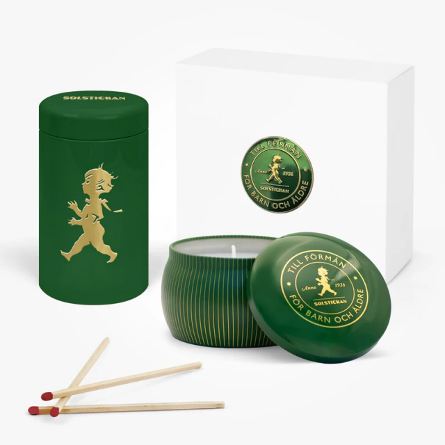 Doftljus Barrskog + Tändsticksrör, presentförpackning - grön
