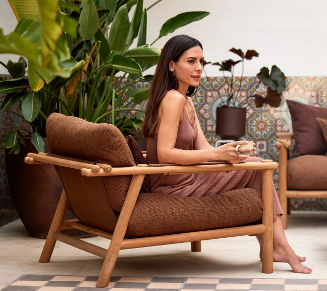 Sticks loungefåtölj, teak - flera val av dyna