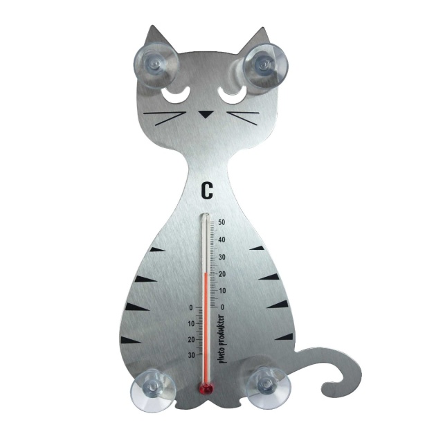 Lurig katt termometer - silver
