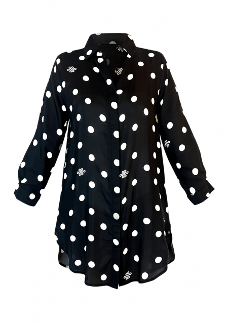 Sophia strandskjorta - polkadot black