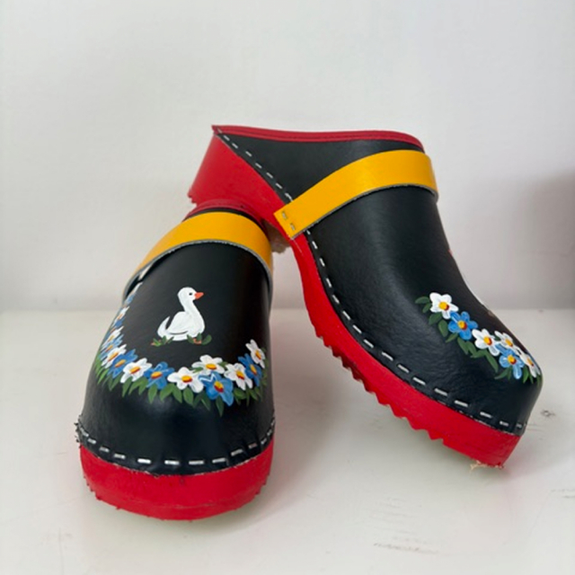 Tofflor - Gås med blå/vit ranka 