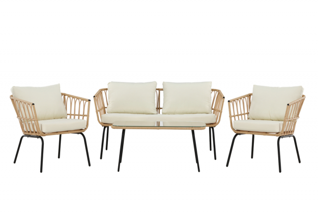 Ortigia soffgrupp - black/nature rattan