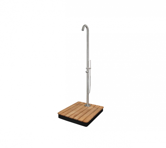 Demoex - Lagoon utomhusdusch inkl basplatta - rostfritt stål/teak