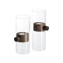 Elvin ljuslykta, 2-pack - glas/brun