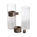 Elvin ljuslykta, 2-pack - glas/brun