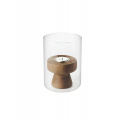Elvin ljuslykta stor, H16 cm - glas/brun