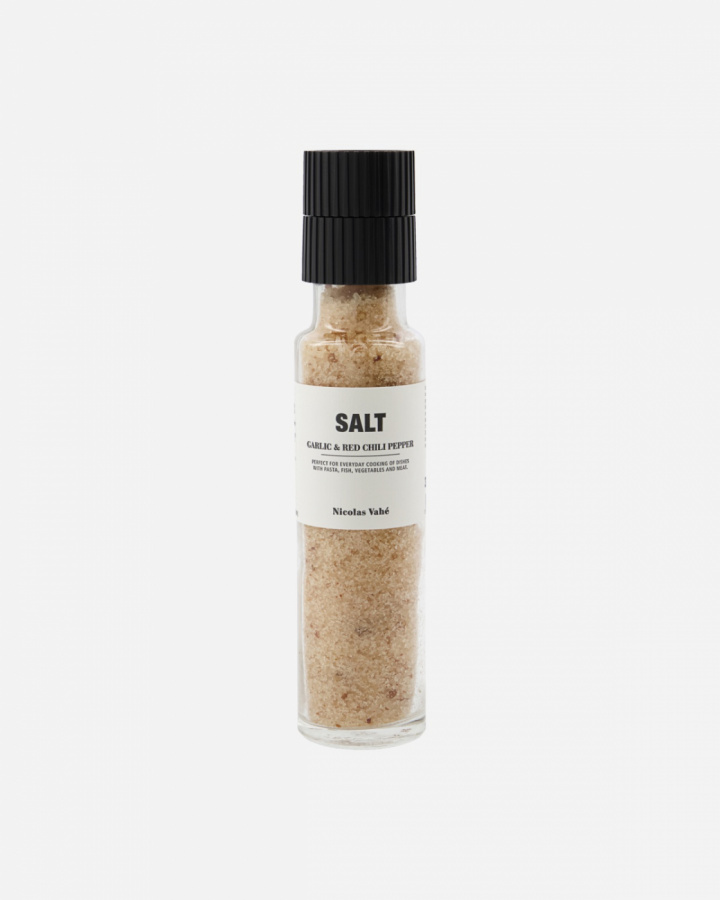 Nicolas Vahé salt 325g - vitlök & röd chilifrukt i gruppen Inredning / Kök & Dukning / Ätbart hos Sommarboden i Höllviken AB (104981001-HD)