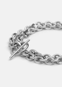 Unité chain armband dubbelt, M - silverpläterat stål