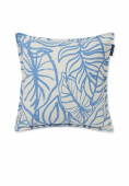 Leaves Printed Linen/Cotton kuddfodral - white/blue