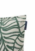 Leaves Printed Linen/Cotton kuddfodral - green/white