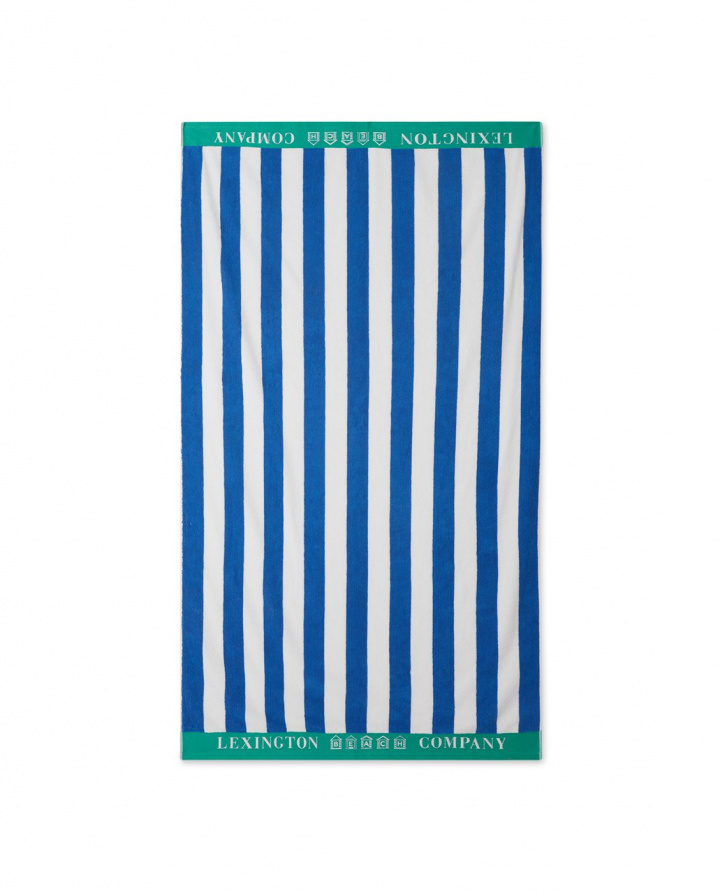 Striped Cotton Terry strandhandduk - blue/white/green i gruppen Inredning / Textilier / Handdukar hos Sommarboden i Höllviken AB (12230290-5607)