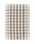 Checked Linen/Cotton kökshandduk - olive/white/brown