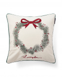 Pine Wreath kuddfodral - white/green/red