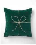 Wrapped Velvet kuddfodral - green/beige