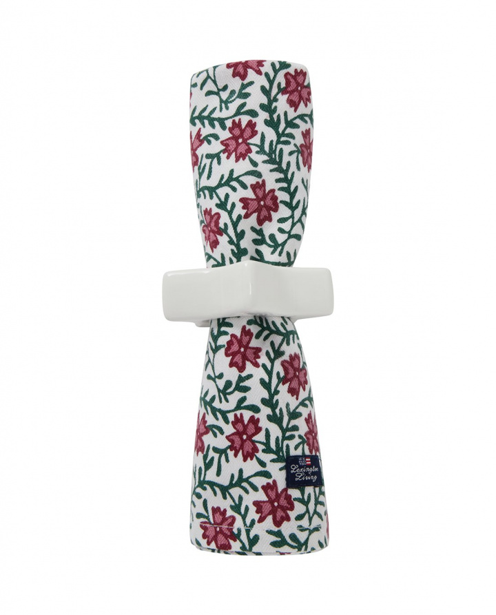 Flower Cotton servett - red/green/white i gruppen Inredning / Kök & Dukning / Kökstextilier hos Sommarboden i Höllviken AB (12543005-4015)