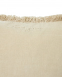 Jacquard kuddfodral med fransar - light beige