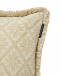 Jacquard kuddfodral med fransar - light beige