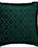 Jacquard kuddfodral med fransar - green
