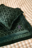 Jacquard kuddfodral med fransar - green